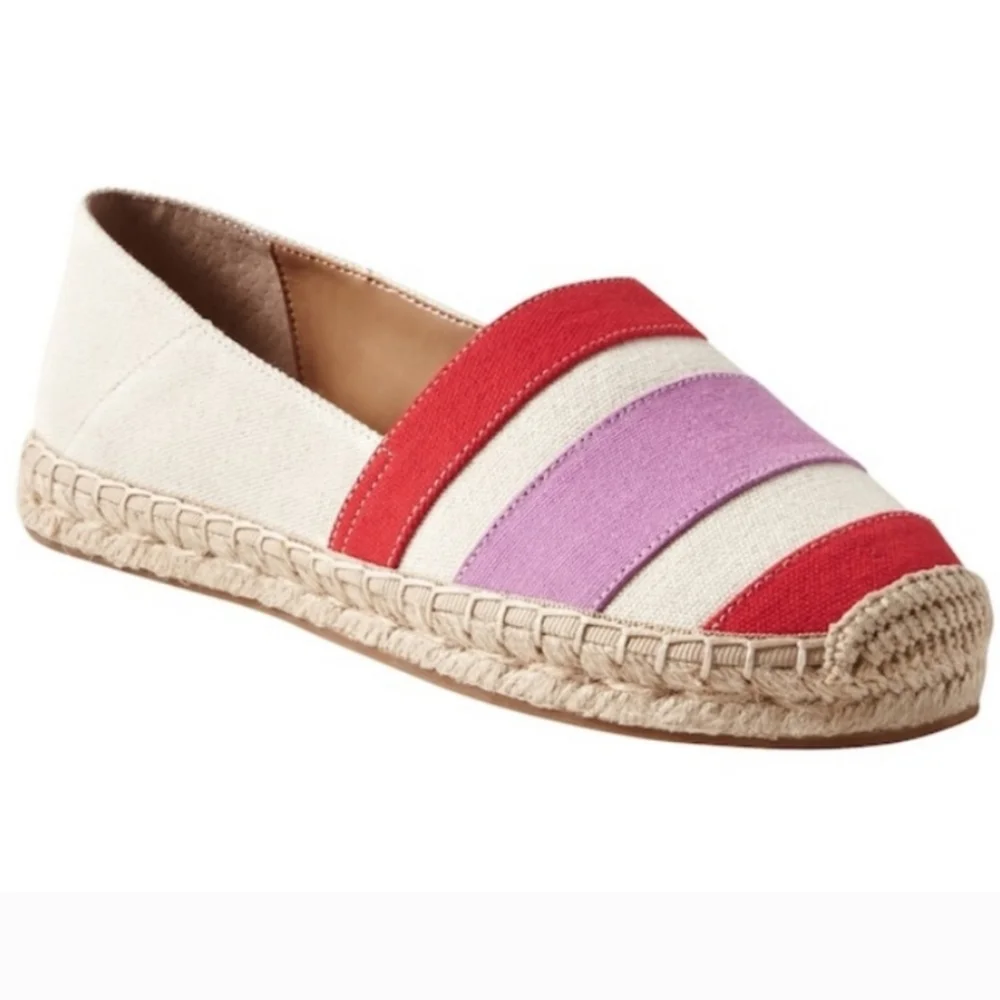 Banana Republic Red and Purple Striped Espadrilles Size 10